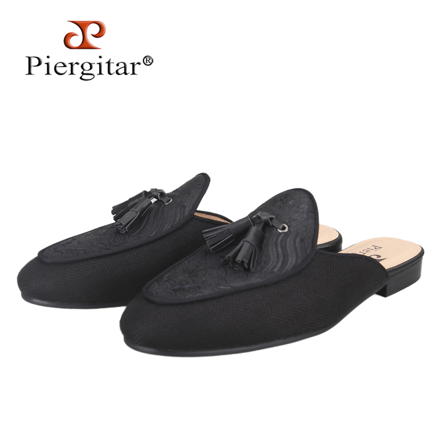 The Ethnic Fashion - Piergitar New Chinese-Style Black Herringbone Linen