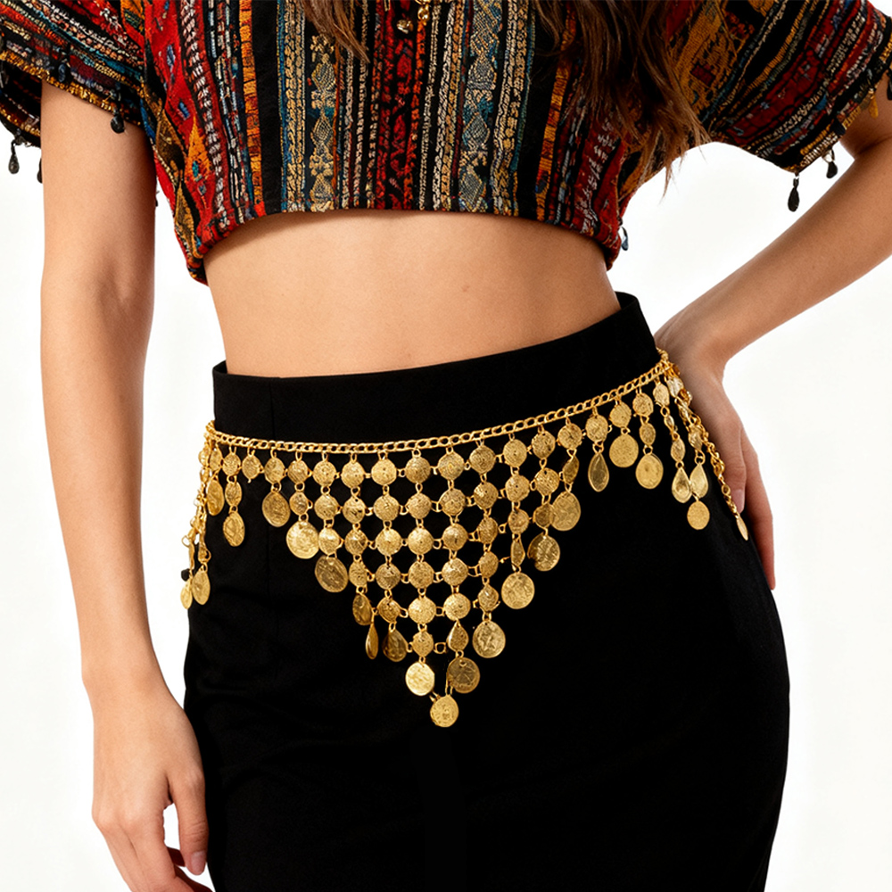 Ethnic Modern Fashion - Trendy Luxury Gold Coin Pendant Waist