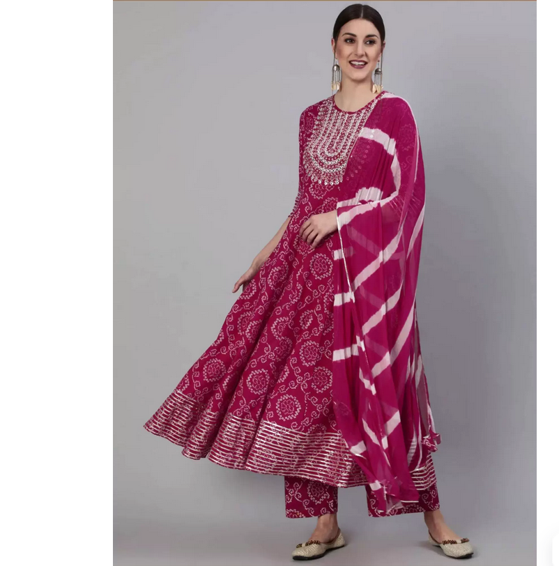 Indian Pure Cotton Rose Red Pr - Salwar Kameez Set reseña y precio