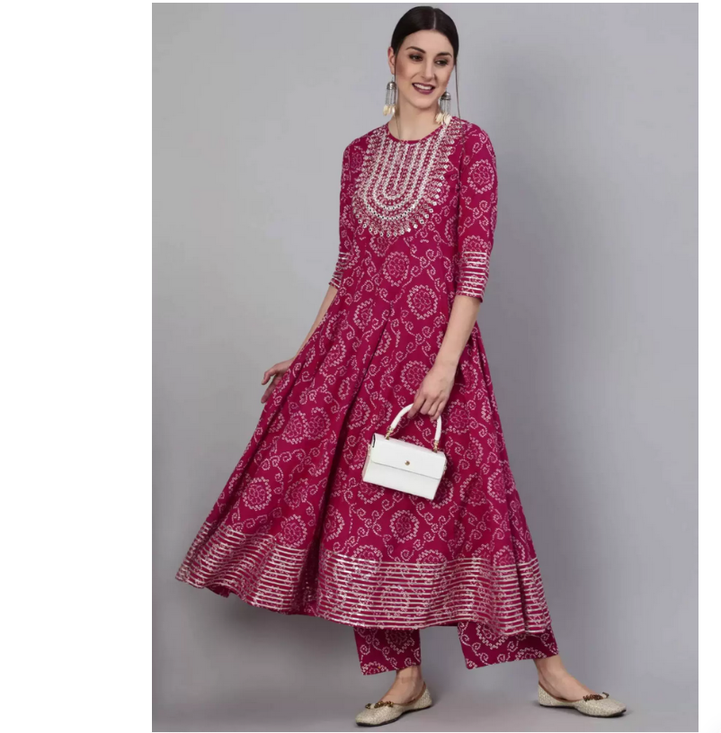 Indian Pure Cotton Rose Red Pr - Salwar Kameez Set reseña y precio