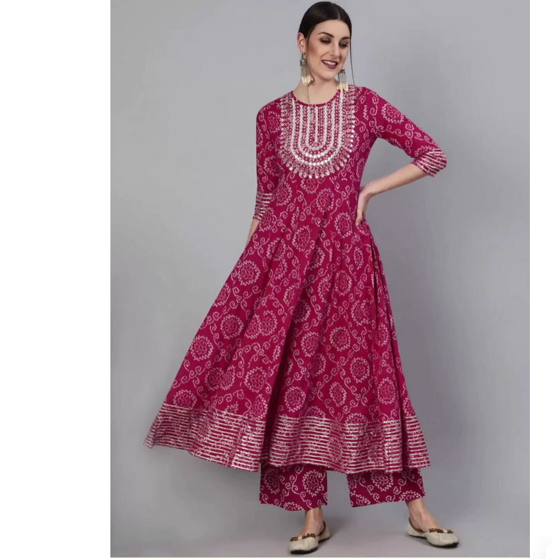 Indian Pure Cotton Rose Red Pr - Salwar Kameez Set reseña y precio