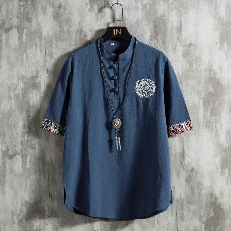 Linen Short Sleeve T-Shirt Men - Urban Ethnic Fashion reseña y precio