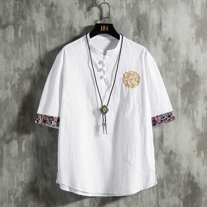 Linen Short Sleeve T-Shirt Men - Urban Ethnic Fashion reseña y precio