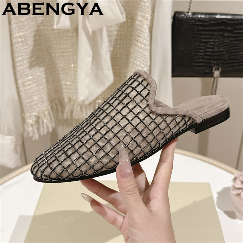 Shiny Lace Mesh Round Toe Flat - Ethnic Fashion Women reseña y precio