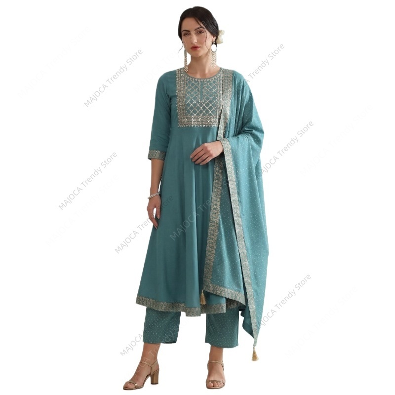 Peacock Blue Indian Women 3 Pi - Salwar Kameez Set reseña y precio