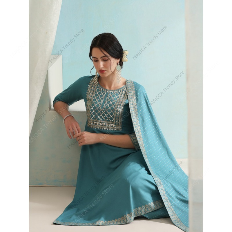 Peacock Blue Indian Women 3 Pi - Salwar Kameez Set reseña y precio