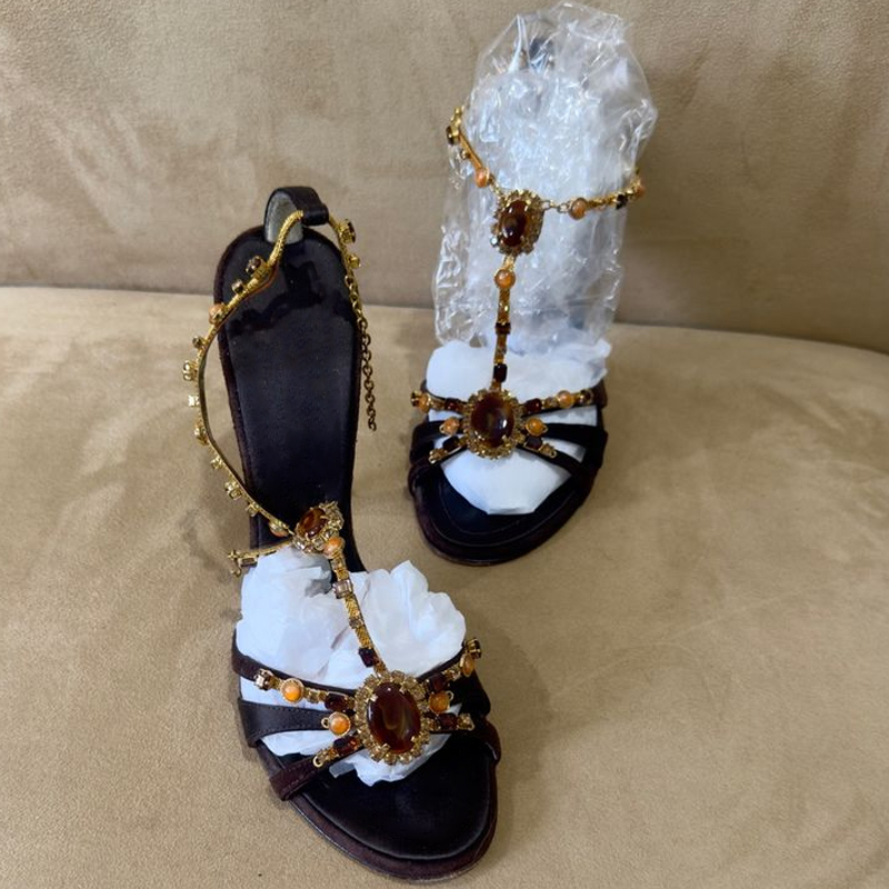 Rhinestone Open Toe Cross Stra - Ethnic Modern Fashion reseña y precio