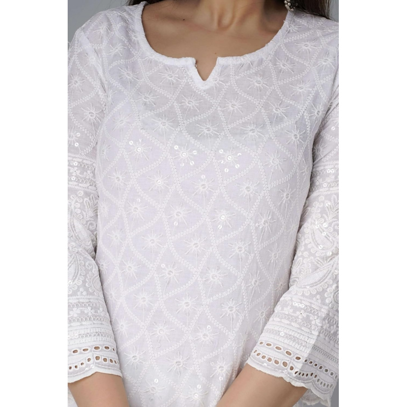Chikankari Cotton Indian Kurti - Salwar Kameez Set reseña y precio