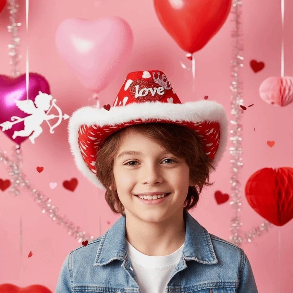 Wide Brim Red Heart Cowboy Cap - Ethnic Day Fashion Show reseña y precio