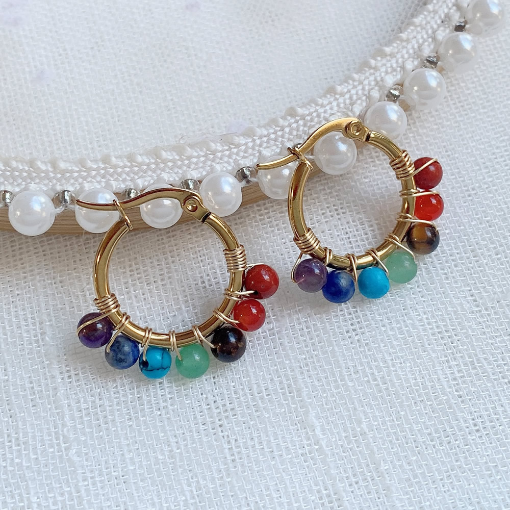 7 Chakras Natural Stone Earrin - Aura Ethnic Fashion reseña y precio